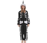 DarkCom Unisexe Adulte Cosplay Squelette Licorne Animal Onesie Kigurumi Costume Une pièce Pyjama vêtements de Nuit Combinaison M