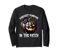 Darkest Pumpkin in The Patch for Goth Mom Floral Halloween Manche Longue