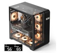 darkFlash ATX Boîtier PC Tour Moyenne avec écran, Trois vitres latérales, Double Vue complète, 4 Ventilateurs PWM ARGB pré-installés, Compatible RTX 40, Noir (L280)