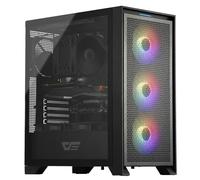 darkFlash ATX DRX70 Boîtier PC PC de Jeu pré-installé avec Panneau Avant en Maille et Panneau latéral en Verre trempé 3 x 120 mm Noir
