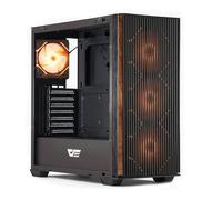 darkFlash ATX DS900WS Boîtier d'ordinateur de taille moyenne en bois préinstallé avec 4 ventilateurs PWM ARGB en verre avec vision complète, connecteur de type C, jusqu'à 360 mm AIO Noir