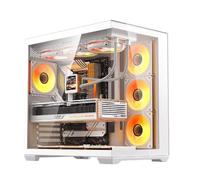 darkFlash Boîtier PC C280 E-ATX, boîtier de jeu ventilé à six côtés, radiateur jusqu'à 420 mm, support vertical pour GPU, connexion arrière, type C, débit d'air élevé, 7 ventilateurs PWM inclus (blanc