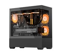 darkFlash Boîtier PC DS900 Air ATX, verre trempé panoramique 270°, 3 ventilateurs préinstallés, bouton de contrôle LED RVB, tour moyenne à haut débit d'air, USB-C, prend en charge les GPU jusqu'à 425
