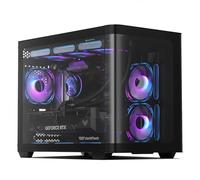 darkFlash Boîtier PC Micro-ATX Gaming à Double Chambre MATX avec 3 Ventilateurs ARGB de 120 mm, Vue panoramique, boîtier d'ordinateur en Verre trempé incurvé, Port USB 3.0, Prend en Charge Double AIO