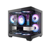 darkFlash Boîtier PC Mini-ITX, préinstallé, 3 Ventilateurs PWM ARGB, boîtier d'ordinateur Full View Double Verre trempé ITX, Taille Mini, Prend en Charge AIO 240 mm, Noir (DB330M)