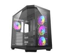 DarkFlash DQX80 Boîtier PC Gaming ATX, double caméra, 3 verres trempé, 4 ventilateurs ARGB et PWM, noir, USB-C