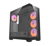 DarkFlash DS900 Boîtier PC ATX, verre trempé latéral et avant, 4 ventilateurs inclus ARGB, noir, USB-C,