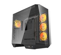 Darkflash DY470 Boîtier PC Gaming ATX avec 4 ventilateurs ARGB PWM, 330 degrés panoramique verre trempé USB 3.1, Type C, couleur noire