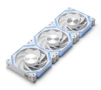 darkFlash INF34 Lot de 3 ventilateurs de boîtier PC 120 mm, chaîne en marguerite, refroidissement jusqu'à 2000 tr/min, PWM à 4 broches, ventilateur d'ordinateur ARGB (inversé, blanc)