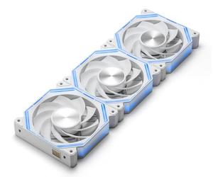darkFlash INF34 Lot de 3 ventilateurs de boîtier PC 120 mm, chaîne en marguerite, refroidissement jusqu'à 2000 tr/min, PWM à 4 broches, ventilateur d'ordinateur ARGB (inversé, blanc)