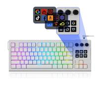 darkFlash K87PRO TKL Clavier de jeu mécanique avec 6 touches d'écran LCD programmables, 3 boutons de commande, support de joint remplaçable à chaud, rétroéclairage RVB, clavier filaire pour PC