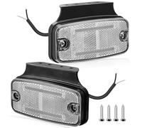 DARKGUARD 2 x Feux de Position Latéraux LED 12V/24V IP67 Étanche E-Mark Homologué Feux de Gabarit Position Avant avec Support à Vis et Réflecteur Lumière Blanche pour Remorques Camions Caravanes