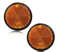 DARKGUARD 2xCatadioptre Rond Jaune Adhésif Ø60 mm avec E-Mark,Remorque Catadioptre Réflecteurde Sécurité pour Camion RV Machines Agricoles (Jaune-Rond-Adhésif-2pièces