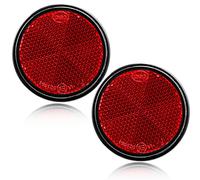 DARKGUARD 2xCatadioptre Rond Rouge,Ø60 mm Homologué E9 Catadioptre Réflecteur Adhésif pour Remorque,Catadioptre Rond Signalisation pour Van Voitures RV Tracteur Caravane (Rouge-Rond-Adhésif-2pièces）