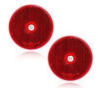DARKGUARD 2xCatadioptre Rond Rouge,Ø60 mm Homologué E9 Catadioptre Réflecteur -Visser pour Remorque,Catadioptre Rond Signalisation pour Van Voitures RV Tracteur Caravane (Rouge-Rond-Visser-2pièces