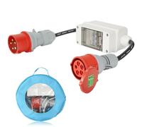 DARKGUARD Adaptateur CEE 5 Pôles, Fiche 32A vers Coupleur 16A avec Disjoncteur, Surcharge & Anticourt-Circuit, 400V Adaptateur Courant Fort Couplage, H07RN-F 5G 2,5mm² Câble