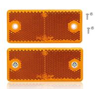 DARKGUARD Catadioptre Rectangulaire Visser Jaune Réflecteur de Remorque, Signalisation Réflector Réflecteur Latéral Ambre pour Clôture Mur E9 Approuvé, 90x40x8mm (Jaune-Rectangulaire-Visser-2pièces