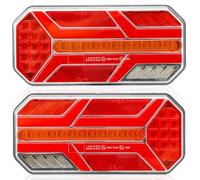 DARKGUARD Feux Arrière de Remorque 12V/24V Feu Arrière LED Lumière Lampes pour Remorque Caravane Camion, Feu de Position de Frein Clignotant Éclairage de Plaque D'immatriculation IP67 Étanche E-Mark