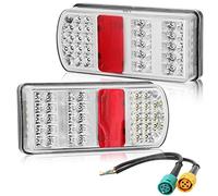 DARKGUARD Feux Arrière de Remorques Led 12v, Marque E4 -Etanche-7Function-2x5 Broches Connexion à Baïonnette-Feu Eclairage Led Remorque Tracteur,Feu Éclairage Antibrouillard Recul Led pour Remorque