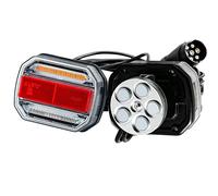 DARKGUARD Feux Arrière Remorque LED avec Magnétique 10-30V Marque E avec 7broches Câble 7,5m,Connecteur Fiche 7 broches,Éclairage de Remorque Imperméable pour Caravane Camion Véhicules Bateau