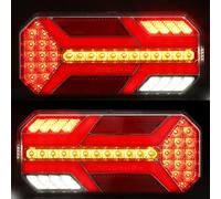 DARKGUARD Feux Arrière Remorques Led 12/24v Homologué, Etanche 7Fonctions 2pcs led Feu Arrière Remorque Caravane E-Mark,Imperméable Éclairage Antibrouillard Recul Tracteur Remorque Camion