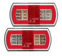 DARKGUARD Feux Arrière Remorques LED 12/24V Marque E 4Function 2pcs Etanche Feu Remorques Led,Lampe Lumière D'Immatriculation Feu led,Éclairage de Remorques Caravan Led pour Camion Tracteur Homologué
