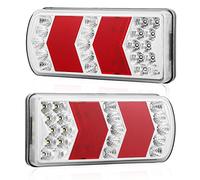 DARKGUARD Feux Arrière Remorques Led 12-24v, Marque E4,7Fonctions,2pcs Imperméable Feu Remorque Led avec Éclairage de Plaque avec Feu de Recul avec Feu Antibrouillard Etanchepour Remorques Camion