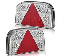 DARKGUARD Feux Arrière Remorques Led 12v, Marque E,7Fonctions,2pcs Imperméable Feu Remorque Led avec Éclairage de Plaque avec Feu de Recul avec Feu Antibrouillard Etanchepour Remorques Camion