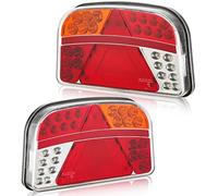 DARKGUARD Feux Arrière Remorques Led, Marque E 12/24v 7Fonctions 2pcs Led Feu Remorque Caravane,Imperméable Feu de Brouillard Éclairage Plaque Immatriculation - Feu de Recul pour Tracteur Camion