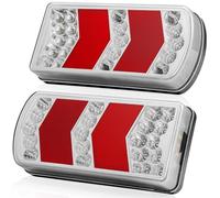 DARKGUARD Feux de Remorque Led 12V 24V Feu Arrière Remorque Éclairage Remorques IP67 Étanche 7 Fonctions Feu de Recul Antibrouillard de Stop de Clignotant de Plaque & Réflecteur avec E-Mark