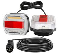 DARKGUARD Feux Remorque Magnétique Led Feu de Remorque Aimanté 12V 24V Feux Arrière Kit Eclairage Faisceau 7.5m avec Prise à 7 Broches pour Camion Camping Car 5 Fonctions IP65 ECE Homologué