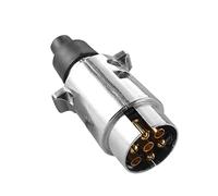 DARKGUARD Fiche 7Broches Remorque Métal,1 Pièce Prise Mâle Attelage 7Broches Métal 12v, Adaptateur Prise Mâle Remorque Camion 7broches,ISO172,Étanche Prise AttelageMale 7broches Caravane (DG7PM-1)