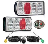 DARKGUARD Kit Feux Remorque LED Éclairage Complet 13 Broches 12V 24V 7Functions avec 5.5M Précablé & Connecteur Baïonnette IP65 Imperméable Feu Arriere de Remorque pour Caravane Camion Approuvé E57