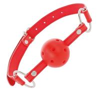 DARKNESS BONDAGE, Bâillon Boule Respirant, Accessoire BDSM, Rouge, Cuir et Silicone, D-221194, Imperméable