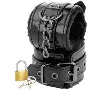 DARKNESS BONDAGE Menottes Ajustables en Cuir PVC, Noir, avec Cadenas, Modèle D-221230, pour Poignets et Chevilles