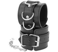 DARKNESS BONDAGE - Menottes de Cheville Ajustables en Cuir PVC, Noir, Modèle D-221233, Cousu à la Main