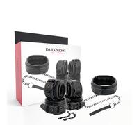 DARKNESS - MENOTTES ET COLLIER EN CUIR NOIR