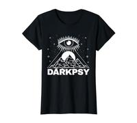 Darkpsy Pyramide All Seeing Eye Psychédélique Goa Psytrance T-Shirt Graphique avec Valeur, Femme, Noir, S