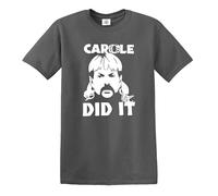 Darkwear Carole Baskin DID IT Funny Joke Tiger King Joe T-shirt exotique pour homme, Gris anthracite - Imprimé blanc, 4XL