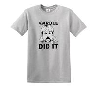 Darkwear Carole Baskin DID IT Funny Joke Tiger King Joe T-shirt exotique pour homme, Gris sport - Imprimé noir, 4XL
