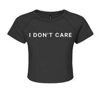 Darkwear Haut court noir avec slogan « I Don't Care » - Cadeau idéal pour femme, Crop Top Noir Imprimé Blanc, XL