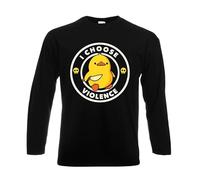 Darkwear I Choose Violence Funny Duck Joke Meme Cool T-shirt à manches longues pour homme, Noir - Manches longues, XXL