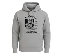 Darkwear Mentally Ill but Totally Chil Squelette Sweat à capuche humoristique pour homme, Sportgrey Sweat à capuche imprimé noir, XXL