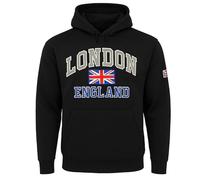 Darkwear Sweat à capuche brodé de qualité supérieure pour homme, Londres Angleterre-noir, XXL