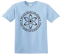 Darkwear T-shirt pour enfant « Never Trust an Atom, They Make up Everything », T-shirt bleu ciel imprimé noir, 3-4 ans