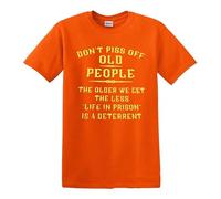 Darkwear T-shirt pour homme avec inscription « Don't Piss of Old People Old Age », T-shirt orange imprimé jaune citron, S