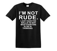 Darkwear T-shirt pour homme avec inscription « I'm NOT Rude Funny Letters Print Tops Short SLEE Joke », Imprimé blanc en T noir, 3XL