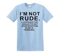 Darkwear T-shirt pour homme avec inscription « I'm NOT Rude Funny Letters Print Tops Short SLEE Joke », T-shirt bleu ciel imprimé noir, L