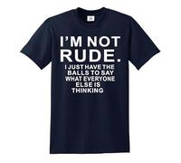 Darkwear T-shirt pour homme avec inscription « I'm NOT Rude Funny Letters Print Tops Short SLEE Joke », T-shirt bleu marine imprimé blanc, M