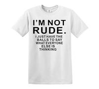 Darkwear T-shirt pour homme avec inscription « I'm NOT Rude Funny Letters Print Tops Short SLEE Joke », T-shirt Noir/blanc, 3XL